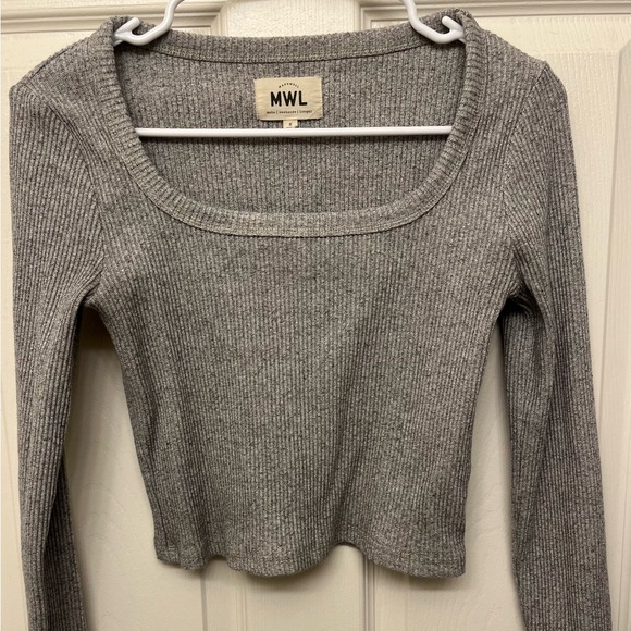 Madewell Gray Long Sleeve Ribbed Tee - Picture 1 of 2
